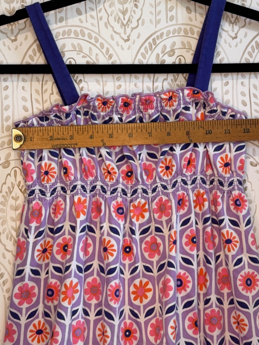 Hanna Andersson Girls Floral Dress Purple Pink Cotton Ruffle Hem Size 140 (10) - Picture 7 of 8
